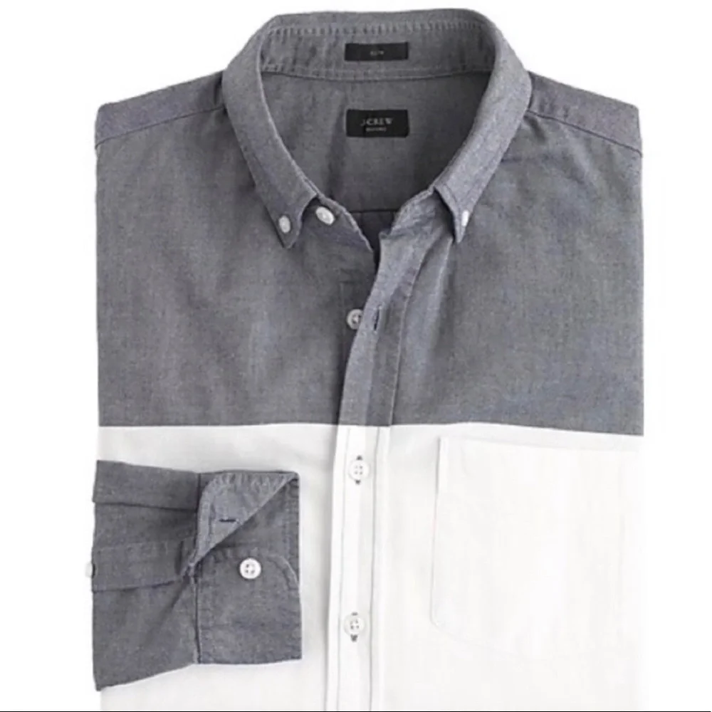 J.Crew Men’s Casual Button-Down Shirt | M | Blue & White | Classic Style